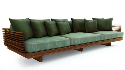 Trzyosobowa sofa ogrodowa z litego drewna tekowego, zielona, 280 x 90 x 75 cm