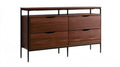 Komoda z 4 szufladami i otwartą półką, MDF i stal, brązowo-czarna, 120 × 35 × 85 cm