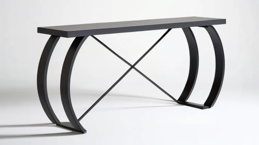 Czarna konsola z blatem MDF i stalową podstawą 120 x 35 x 78 cm