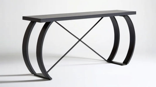 Czarna konsola z blatem MDF i stalową podstawą 120 x 35 x 78 cm