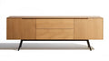Kredens z fornirem dębowym naturalny dąb/czarny 180 × 45 × 75 cm