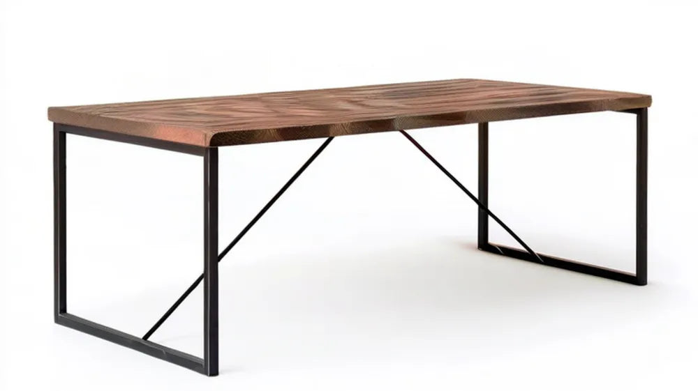 Prostokątny stół z litego drewna orzechowego i czarnej stali 160 x 80 x 75 cm