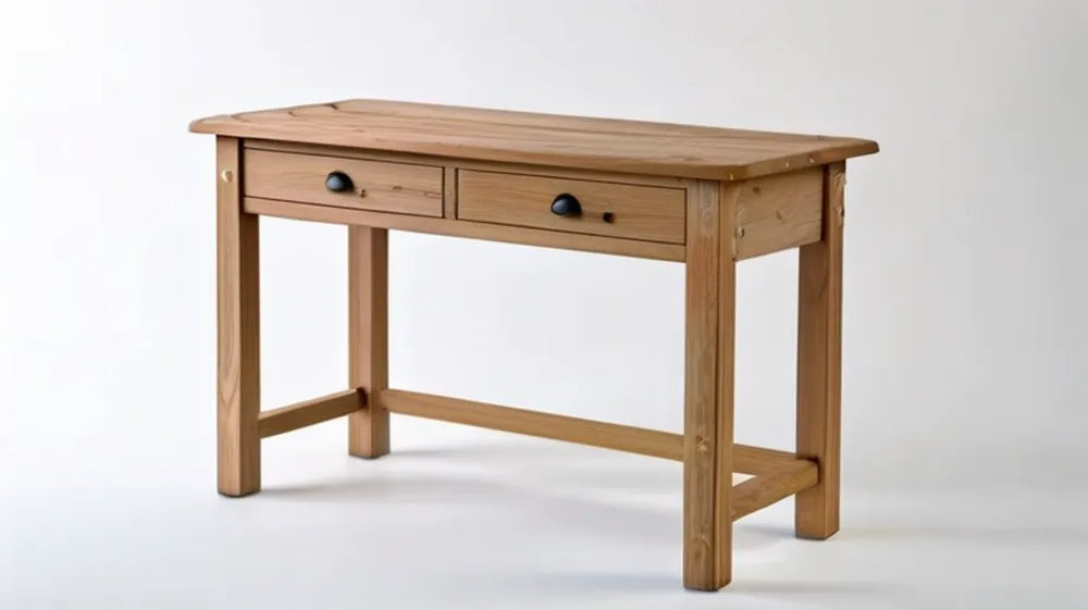 Drewniana konsola sosnowa naturalna 100 x 40 x 75 cm z 2 szufladami