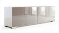 Kredens MDF biało-beżowy na wysoki połysk, 4 drzwi, 200 x 45 x 75 cm
