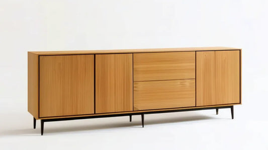 Komoda z MDF w okleinie dębowej, naturalny dąb/czarny, 200 x 45 x 80 cm