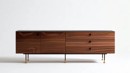 Kredens z fornirem orzechowym brązowy/czarny/złoty 180 x 45 x 75 cm
