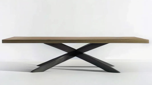 Prostokątny stół do jadalni z blatem MDF w okleinie dębowej 240 x 100 x 75 cm, brązowo-czarny