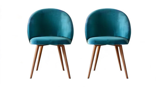 Zestaw 2 turkusowych krzeseł do jadalni z zaokrąglonym oparciem, 47 × 55 × 80 cm