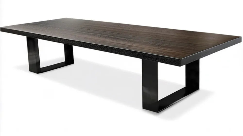 Prostokątny stół 180 x 90 x 75 cm z blatem MDF w okleinie drewnopodobnej, ciemnobrązowy/czarny