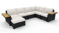 Modułowy narożnik ogrodowy z technorattanu w kształcie litery U, czarny/kremowy/brązowy, 330 x 250 x 85 cm