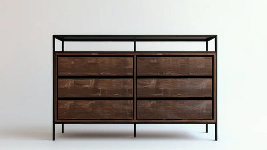 Szafka na buty industrialna z 6 szufladami, MDF i stal, czarno-ciemnobrązowa, 120 x 40 x 100 cm
