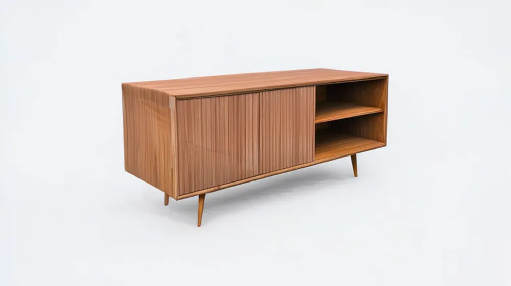 Prostokątny kredens z MDF z fornirem orzechowym, 150 x 40 x 75 cm