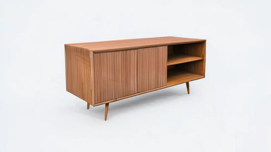 Prostokątny kredens z MDF z fornirem orzechowym, 150 x 40 x 75 cm